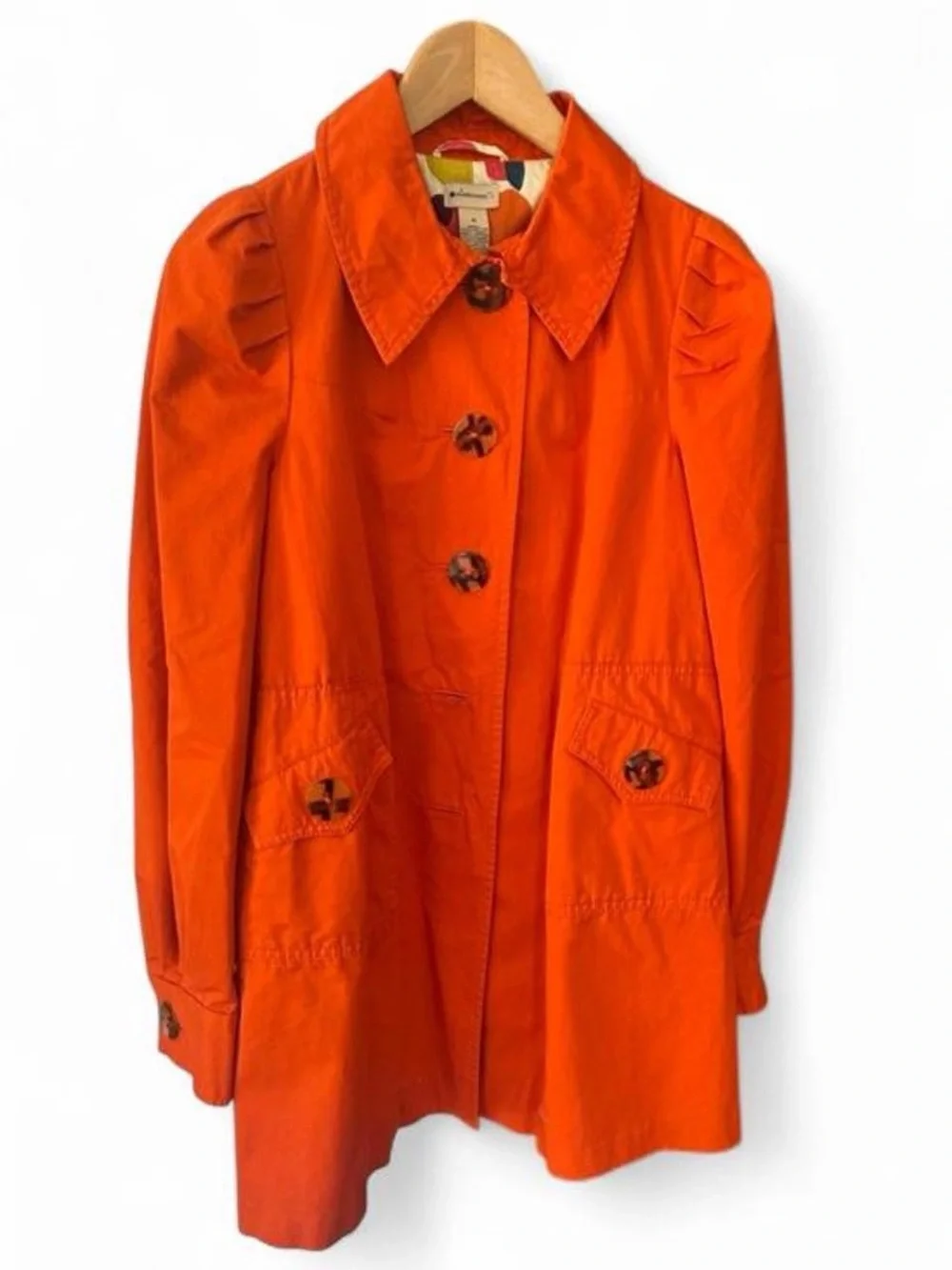Elevenses Vibrant Orange Single-Breasted Trench Jacket